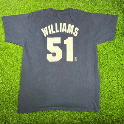1990s Yankees 51 Williams Majestic Navy Blue Tee Size XL USED v17335