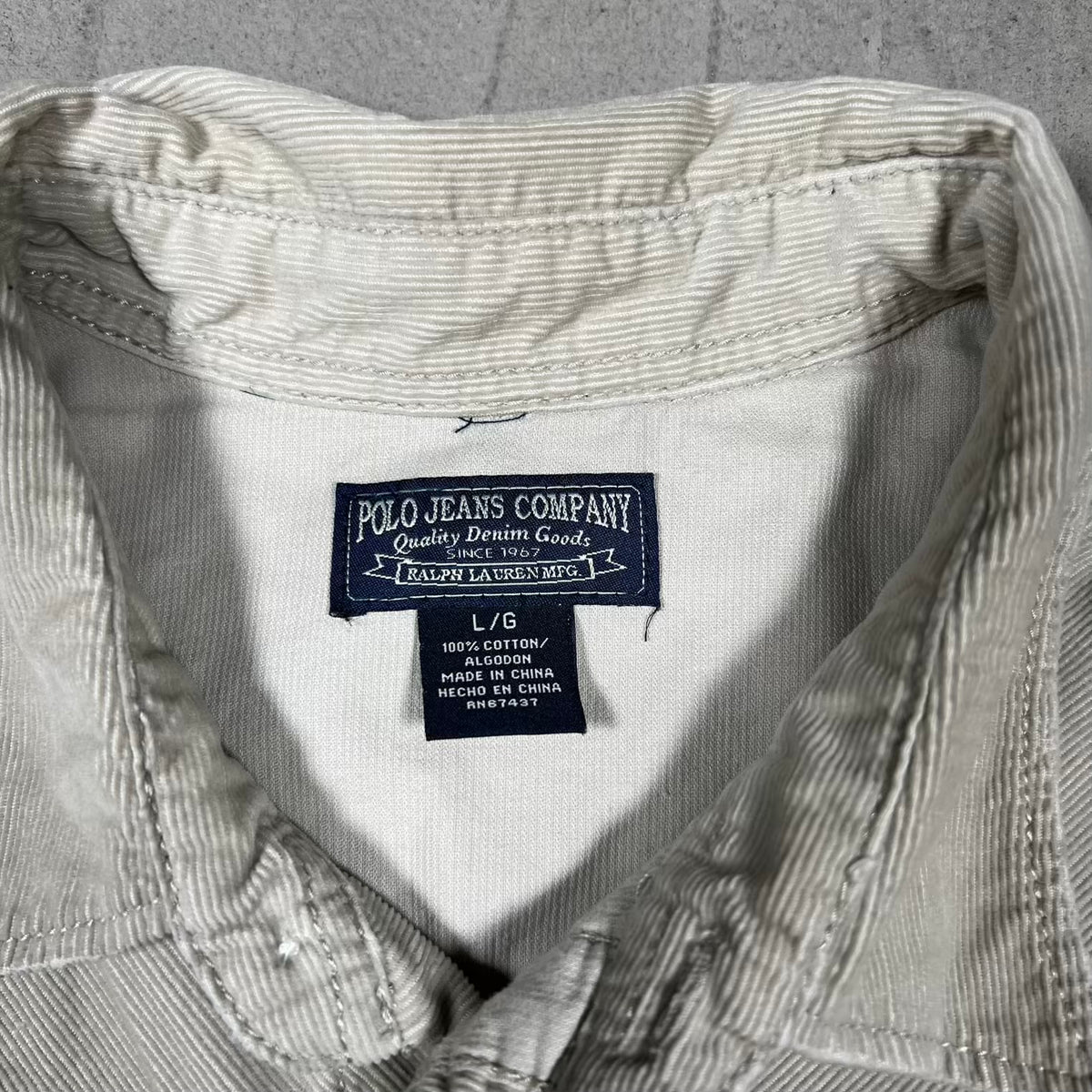Y2K Ralph Lauren Polo Jeans Company Beige Corduroy Button Up Longsleeve Size Large USED v20296