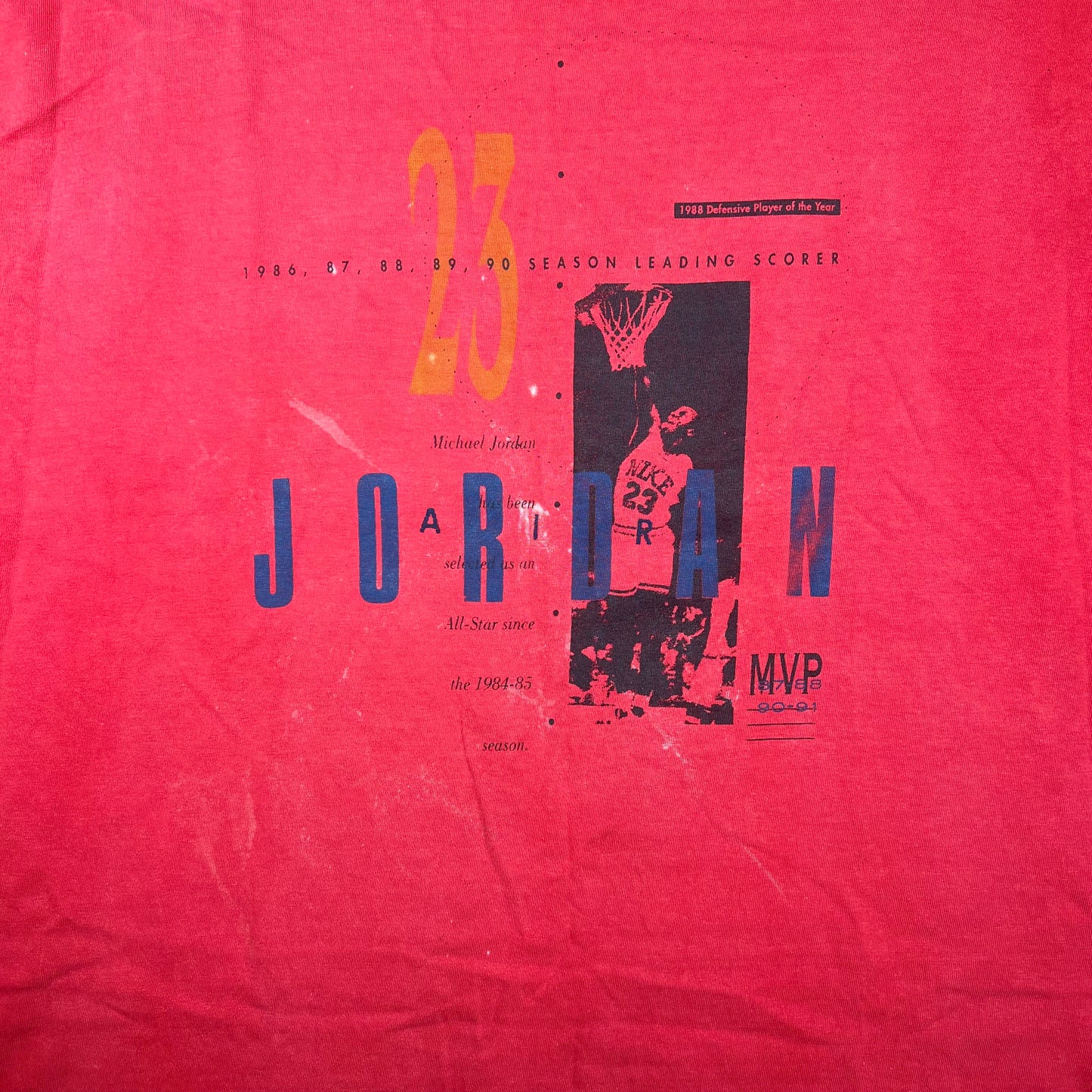 1990s Nike Jordan Defensive Players of The Year Red Tee Size XXL USED v18626