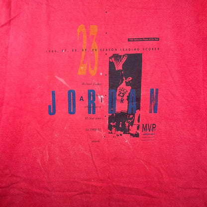 1990s Nike Jordan Defensive Players of The Year Red Tee Size XXL USED v18626