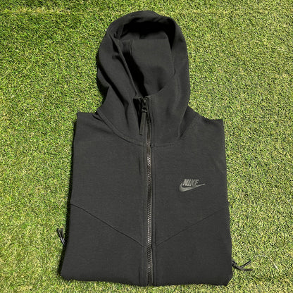 Nike Tech Black Zip Up Hoodie Size Small USED v16333