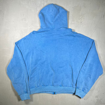 HMDD H Star Washed Blue Zip Up Hoodie Size Large USED x18677