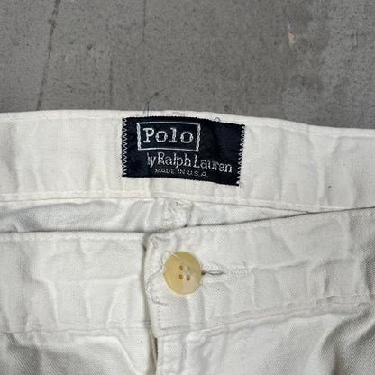 1990s Polo Ralph Lauren White PLeated Trousers Size 38 USED v20087