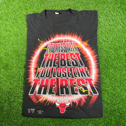 1995 Chicago Bulls Mess with The Best Lose Like The Rest Black Tee Size XL USED v18046