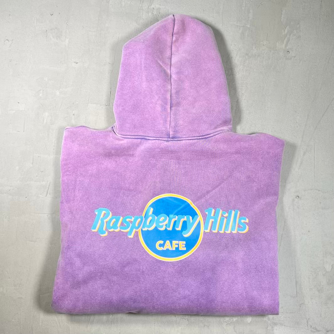 GV Gallery Raspberry Hills Cafe Washed Purple Zip Up Hoodie Size XL USED x18617