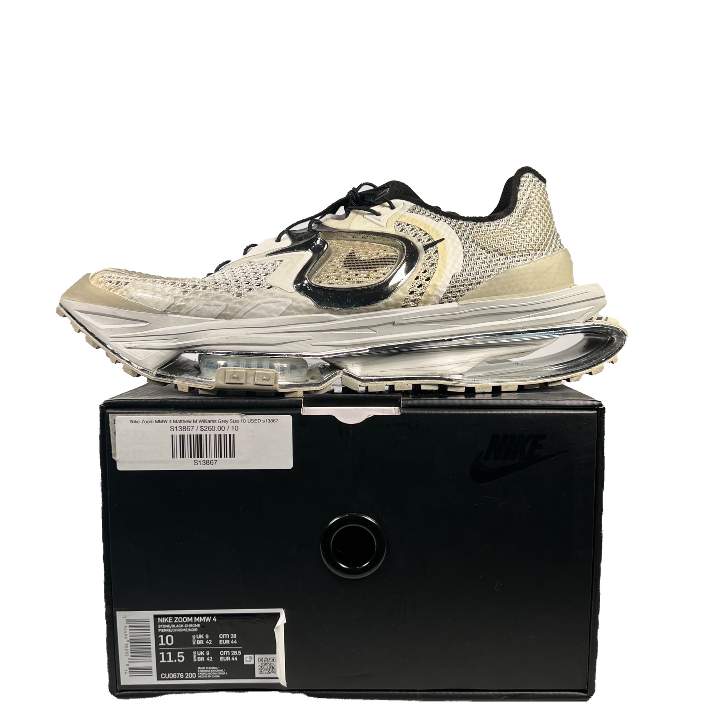 Nike Zoom MMW 4 Matthew M Williams Grey Size 10 USED s13867