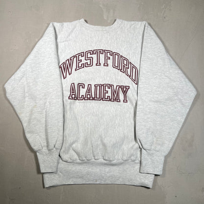 1990s Westford Academy Reverse Weave Champion Grey Crewneck Size XL USED v19023