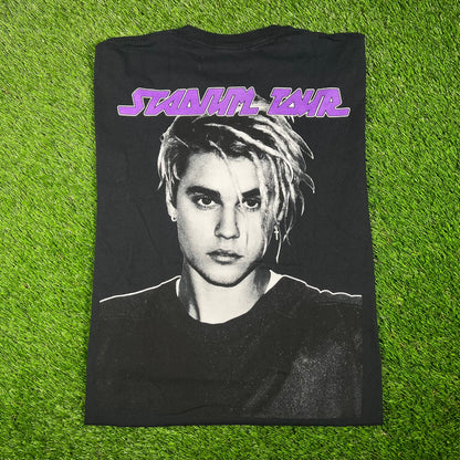 Justin Bieber "Team Bieber" Black Stadium Tour Tee Size Large USED v17500