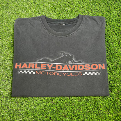 Y2K Harley Davidson Motorcycle Farthest North Alaska Black Tee Size Large USED v16543
