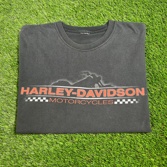 Y2K Harley Davidson Motorcycle Farthest North Alaska Black Tee Size Large USED v16543
