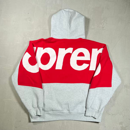 Supreme Big Logo Jacquard Heather Grey Hoodie (2023) Size Medium USED x18708