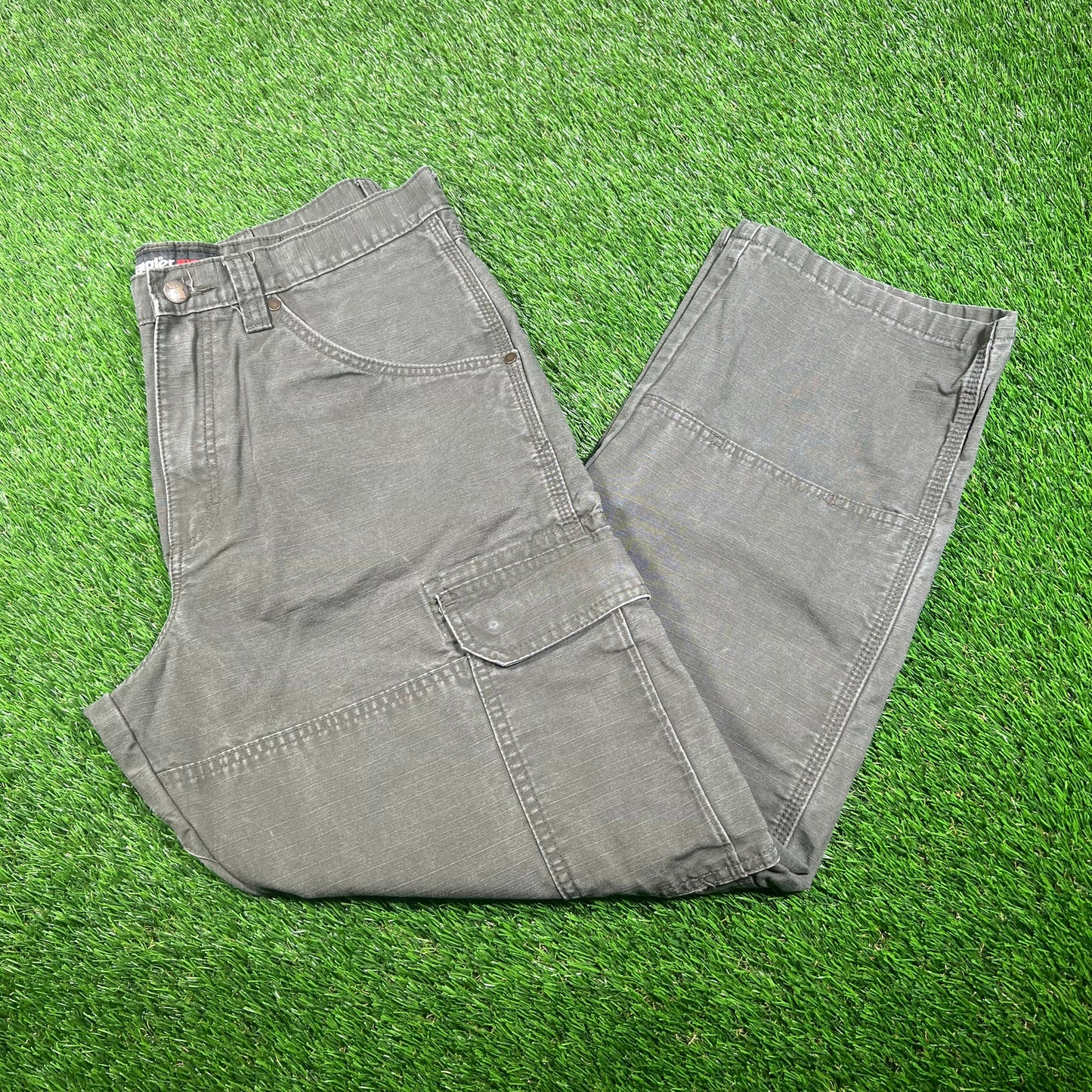 Wranglers Riggs Work Wear Dark Green Cargo Pants Size 34 USED v17690