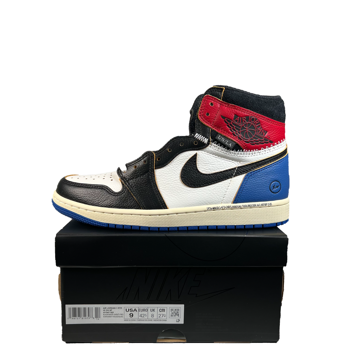 Jordan 1 High Fragment Union Varsity Red Sport Royal (2026) Size 9 NEW s21876