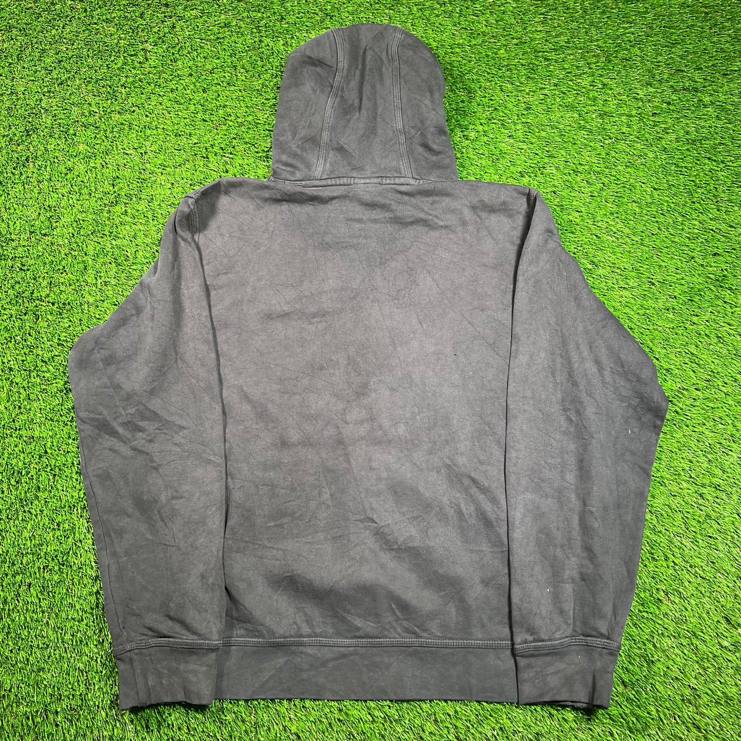 Y2K Nike White Swoosh Washed Black Hoodie Size XL USED v18585
