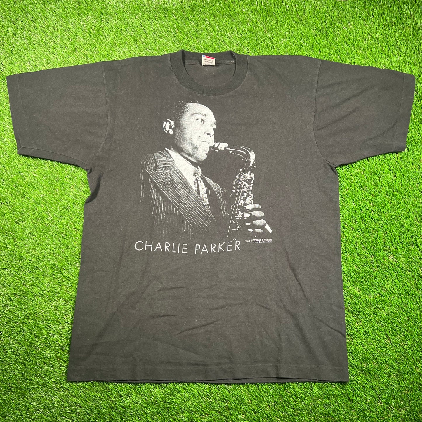 1990 Charlie Parker Photo Black Tee Size XL USED v18737