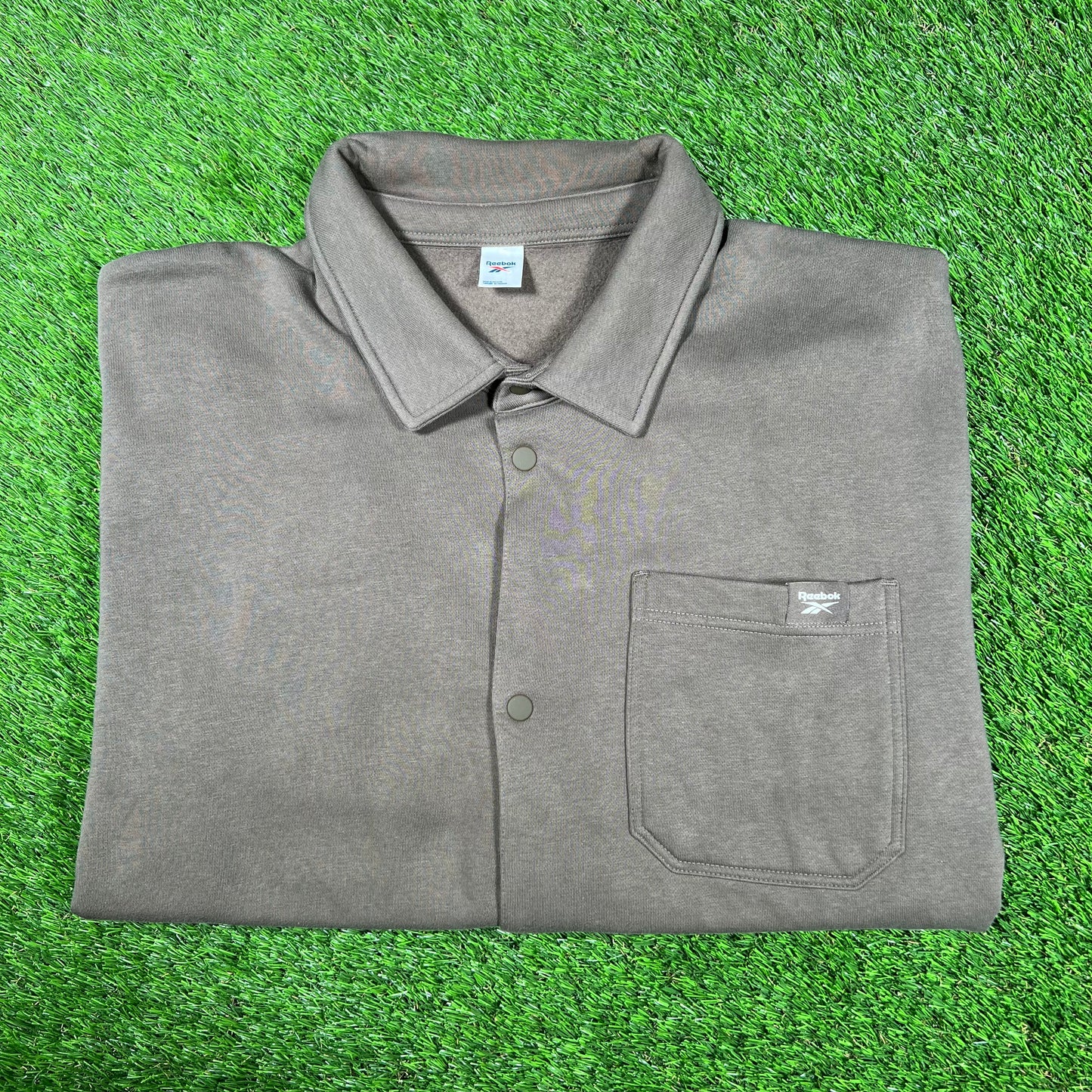 Reebok Button Up Front Pocket Brown Longsleeve Size XL USED v17102