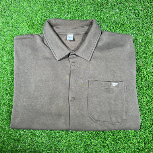 Reebok Button Up Front Pocket Brown Longsleeve Size XL USED v17102