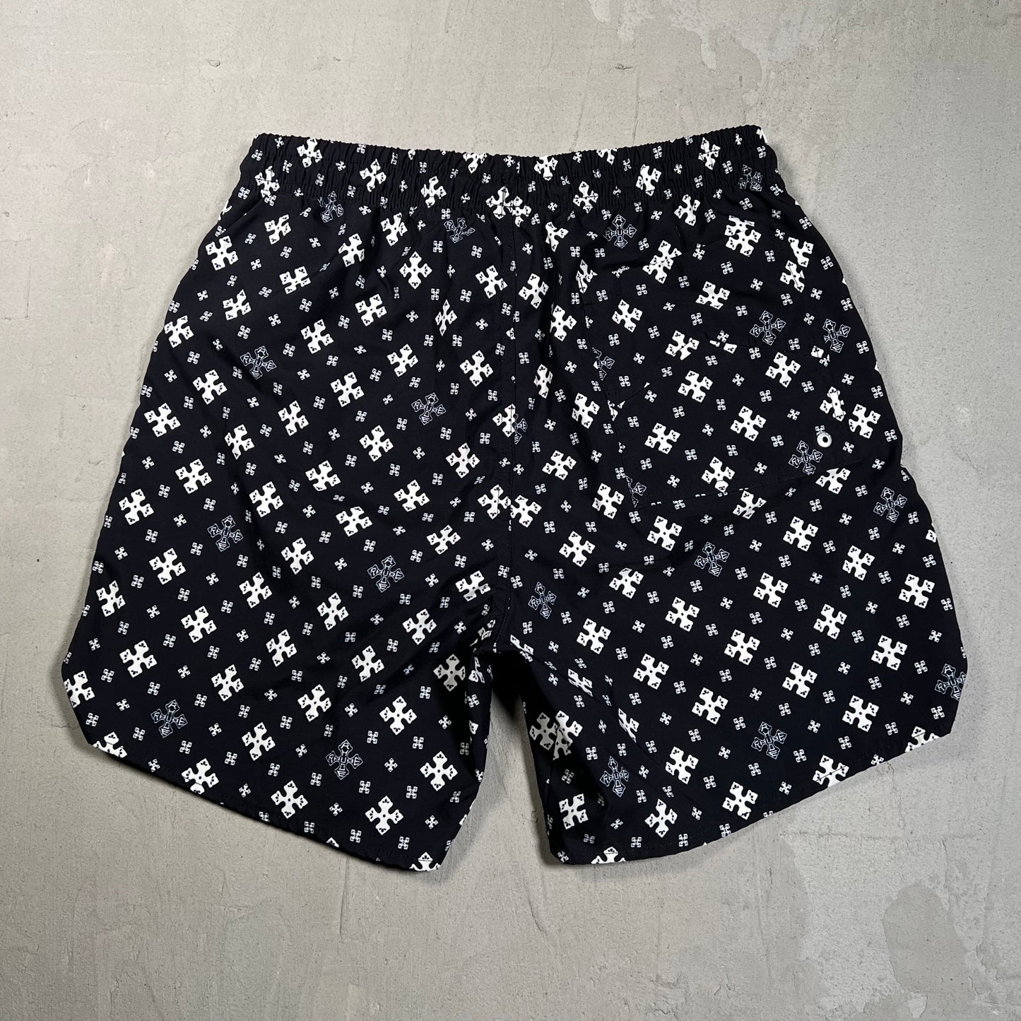 Rhude Cross Bandana Black Swim Shorts Size Large USED x17596