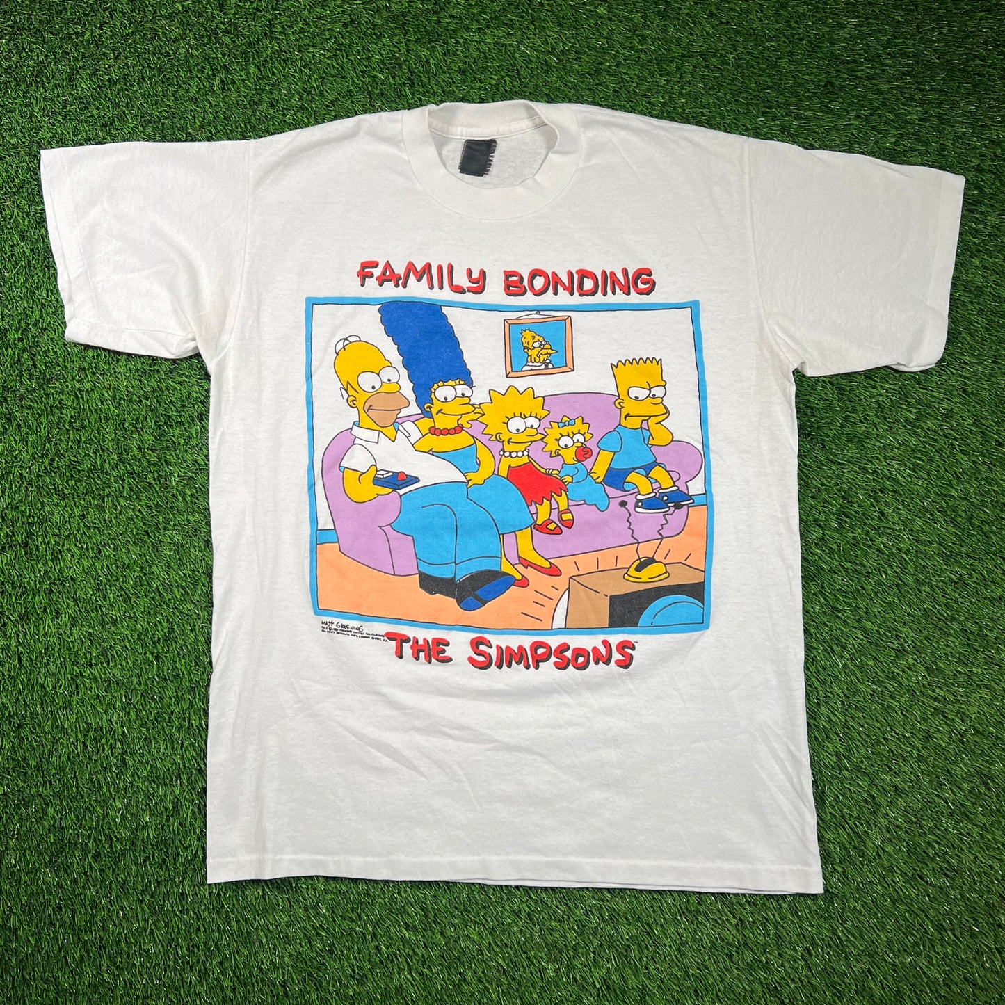 1989 Simpsons "Family Bonding" White Tee Size Large USED v18563