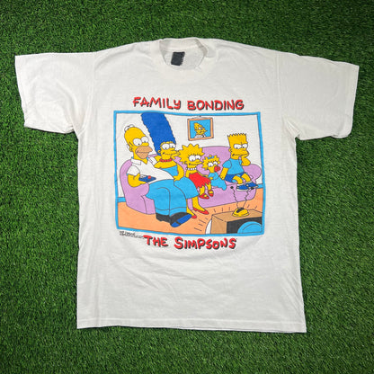 1989 Simpsons "Family Bonding" White Tee Size Large USED v18563