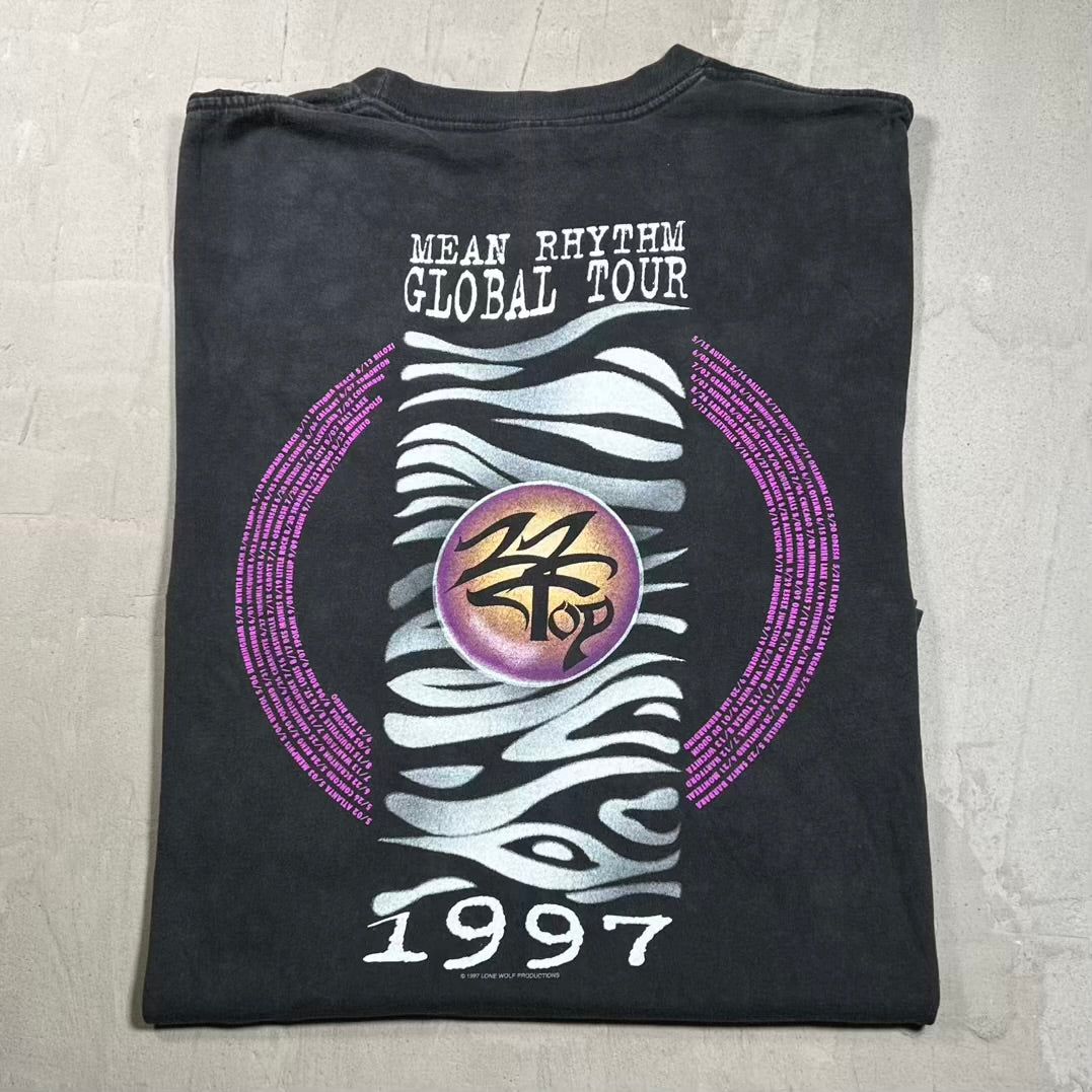 1997 ZZ Top Mean Rhythem Global Tour Black Tee Size XL USED v20098