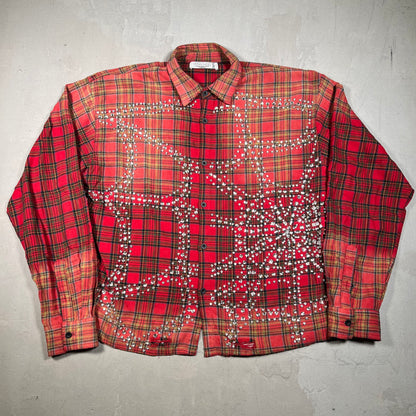 Vale Rhinestone Red/Green Plaid Longsleeve Button Up Size XL USED x17430
