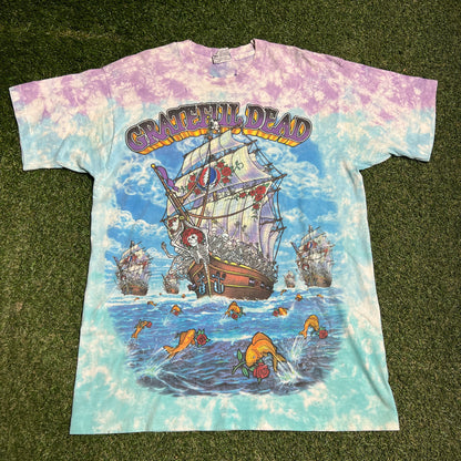 1993 Grateful Dead "Ship of Fools' Sailing Tie Dye Tee Size XL USED v16367