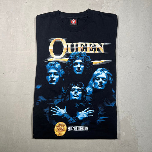 Y2K Queen Bohemian Rhapsody Bootleg Black Tee Size Small USED v19047