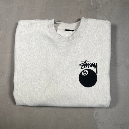 Stussy 8 Ball Grey Crewneck Size Medium USED x17029