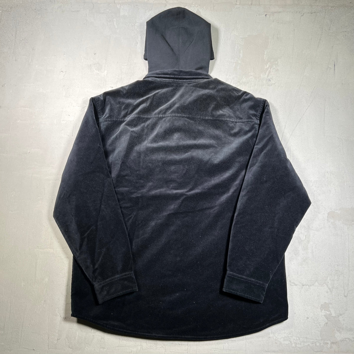 Supreme Quilted Lined Black Velvet Button Up Hoodie Size XL USED x18914