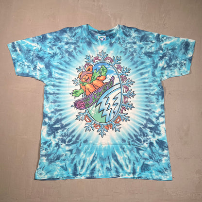 1994 Grateful Dead Snowboarding Winter Tie Dye Blue Tee Size XL USED v18039