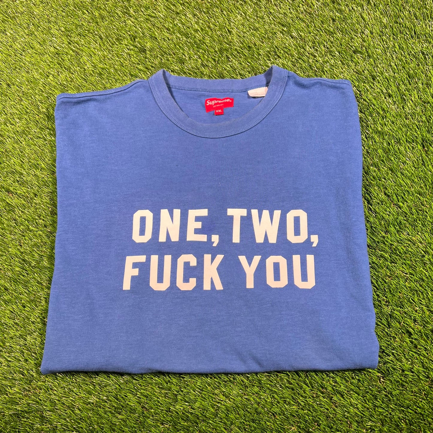 Supreme "One, Two, F You" Blue Tee (2023) Size XXL USED x15391