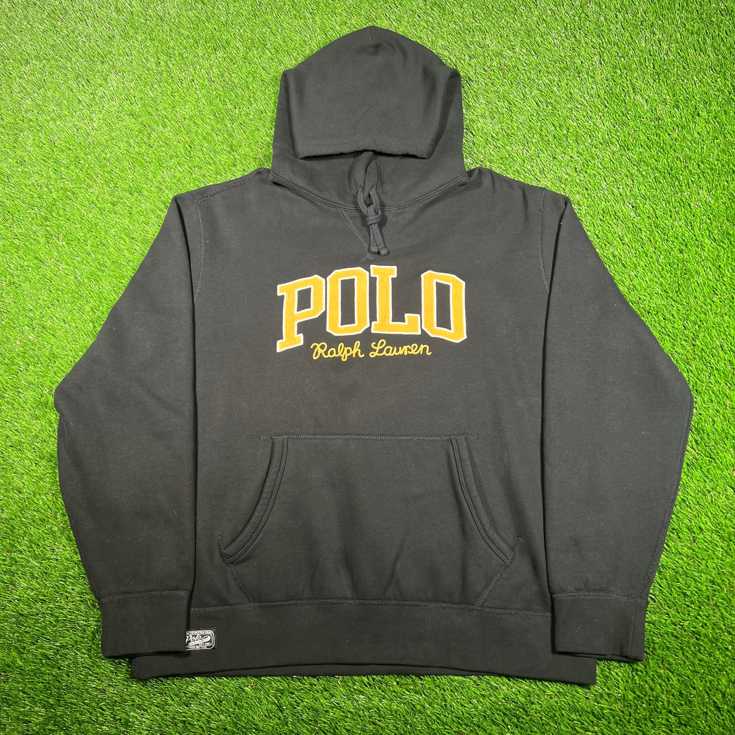 Polo Ralph Lauren College Logo Black Hoodie Size XL USED v17859