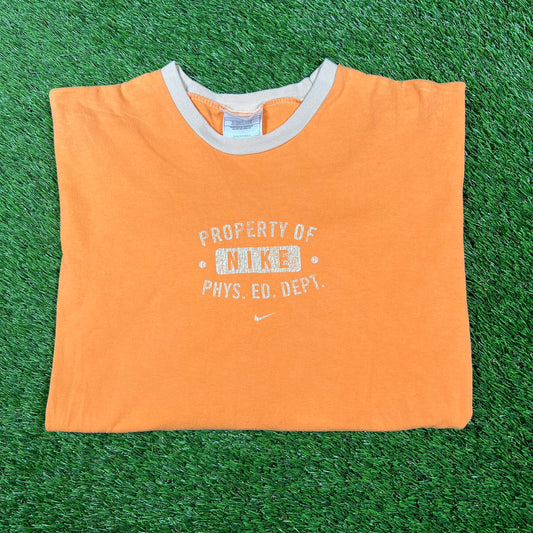 1990s White Tag Nike Phys Ed Orange Longsleeve Size XL USED v17266