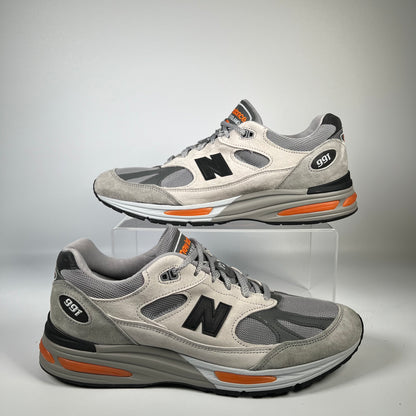 New Balance 991v2 Pelican Grey Orange (2024) Size 11.5 USED s18383