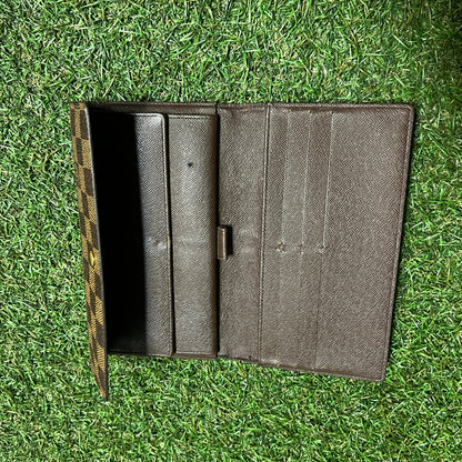 1990s Louis Vuitton Damier Ebene Sarah Brown Wallet USED x14075