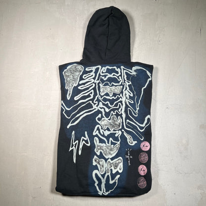 Travis Scott Fragment Skeleton Navy Full Zip Hoodie Size Large USED x17493
