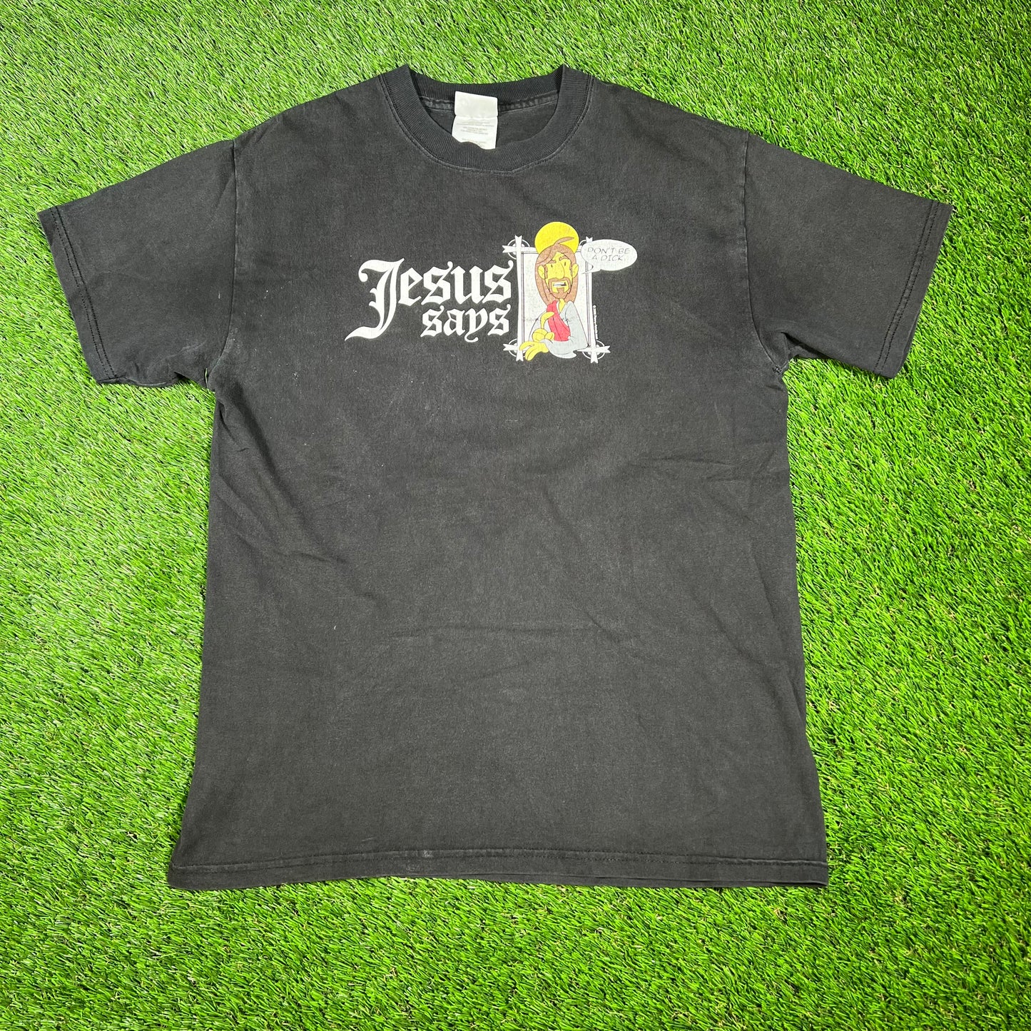 2006 Jesus Says Dont Be A Dick Black Tee Size Medium USED v16579