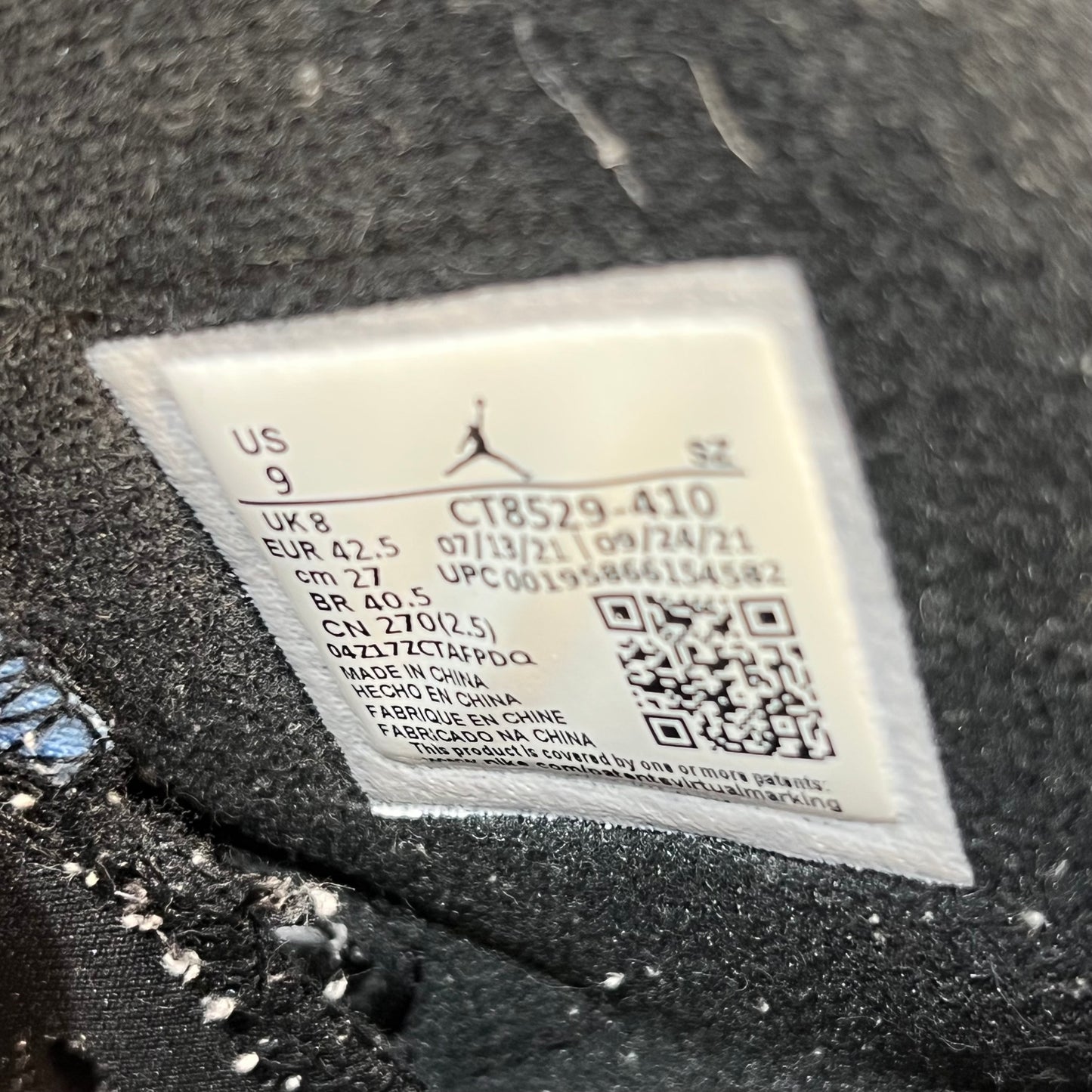 Jordan 6 UNC White (2022) Size 9 USED s19837