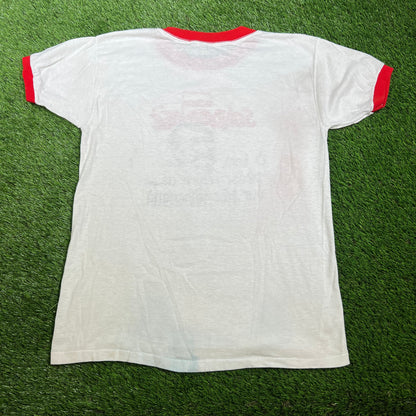 1980s Josef Stalin "Fatherland" White Ringer Tee Size Large USED v16521