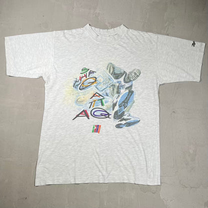 1990s Reebok Shaq Attack Grey Tee Size Large USED v20219