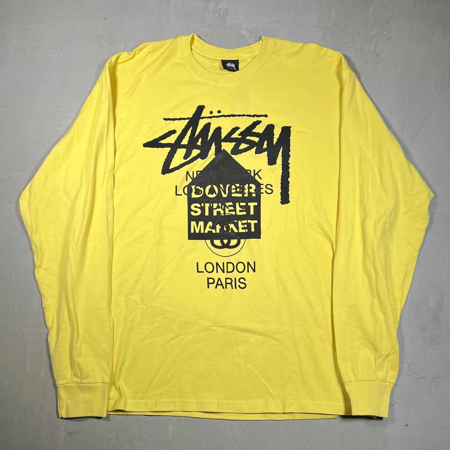 Stussy Dover Street World Tour Longsleeve Yellow Size XL NEW x17287