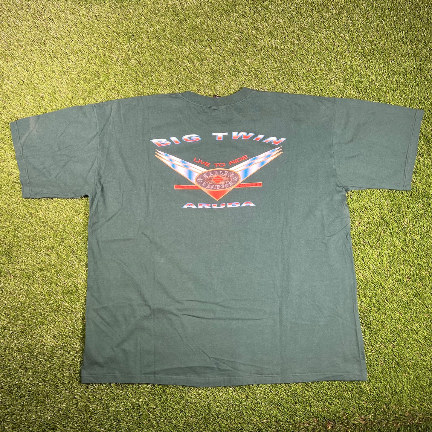 2000 Harley Davidson Big Twin Aruba Green Tee Size XXL USED v17824