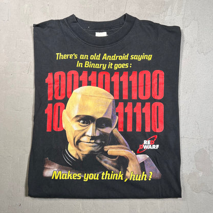 1990s Red Dwarf Makes You Think Black Tee Size Large USED v16423