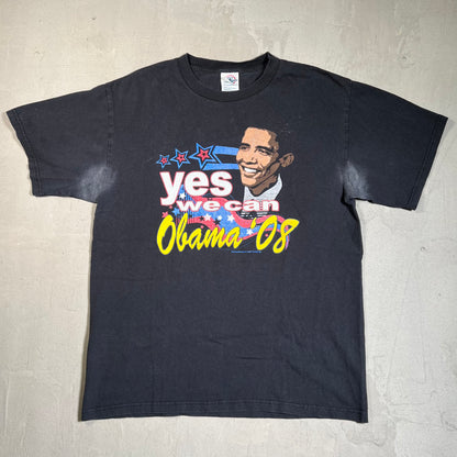 2008 Obama "Yes We Can" Black Tee Size Medium USED v19586