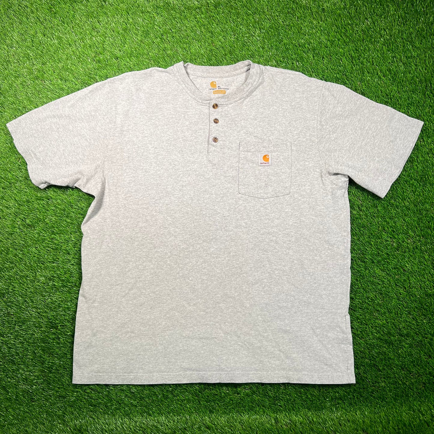 Carhartt Half Button Up Grey Pocket Tee Size XL USED v18760