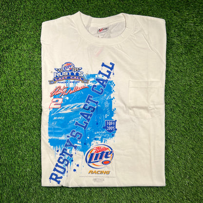 2005 Rusty Wallace "Last Call" Nascar White Tee Size Large NEW v18578