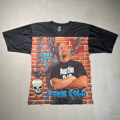 WWF 1990s Stone Cold full print Jersey Tee Size XL USED v4218