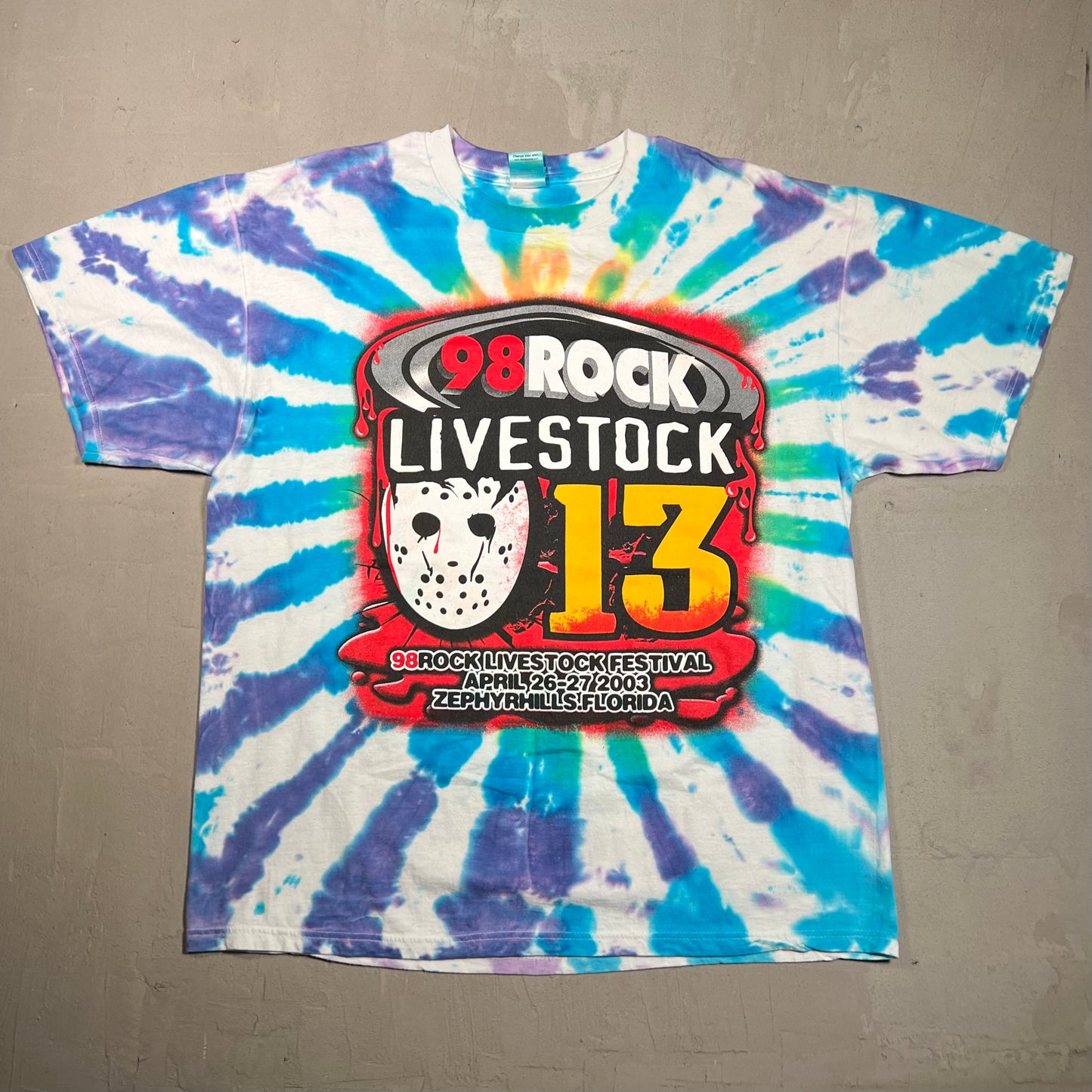 2003 98Rock Festival Tee Tie Dye Size XL USED v19440