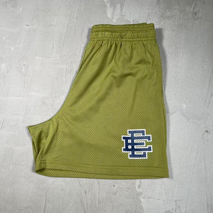 Eric Emanuel Olive/Blue Logo Mesh Shorts Size XL USED x18404